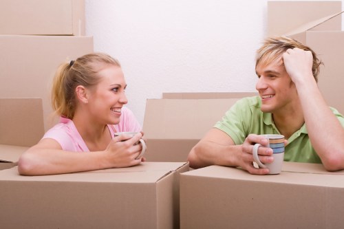Packed moving boxes and labeling for house removals in Holloway