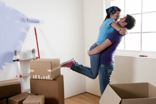 Packing boxes and household items prepared for removal